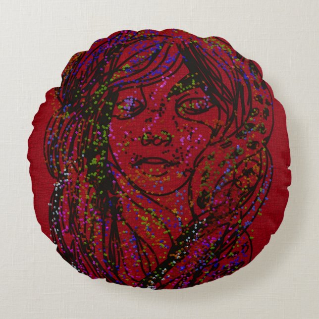 Victorian Era Dreamer Girl  Round Pillow (Front)