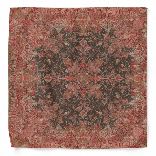 Victorian Era European Foliage Pattern Print Bandana (Front)