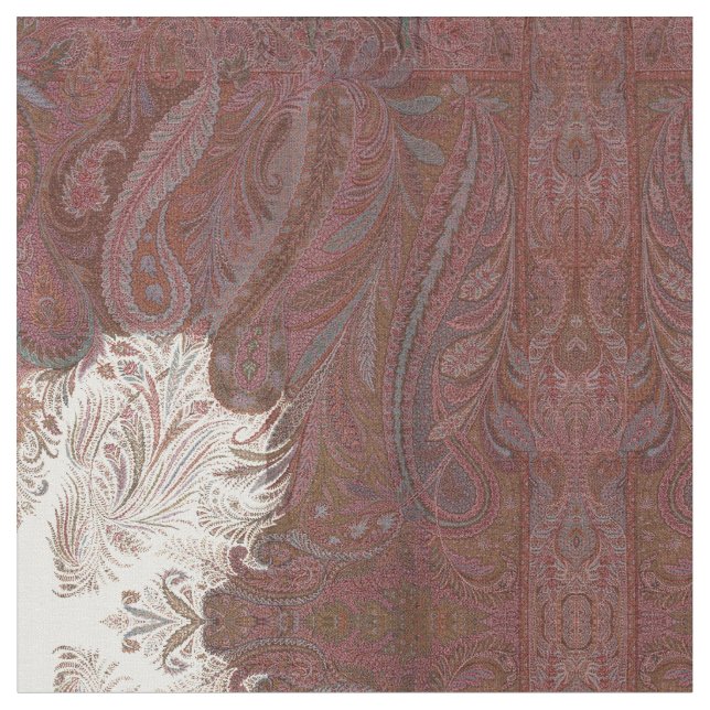Victorian Era European Paisley Pattern Print Fabric (Close Up)
