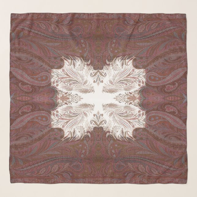 Victorian Era European Paisley Pattern Print Scarf (Front)