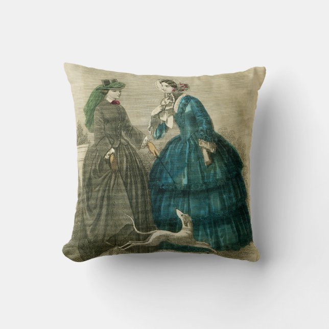 Victorian Era Fashion Throw Pillow (Front)
