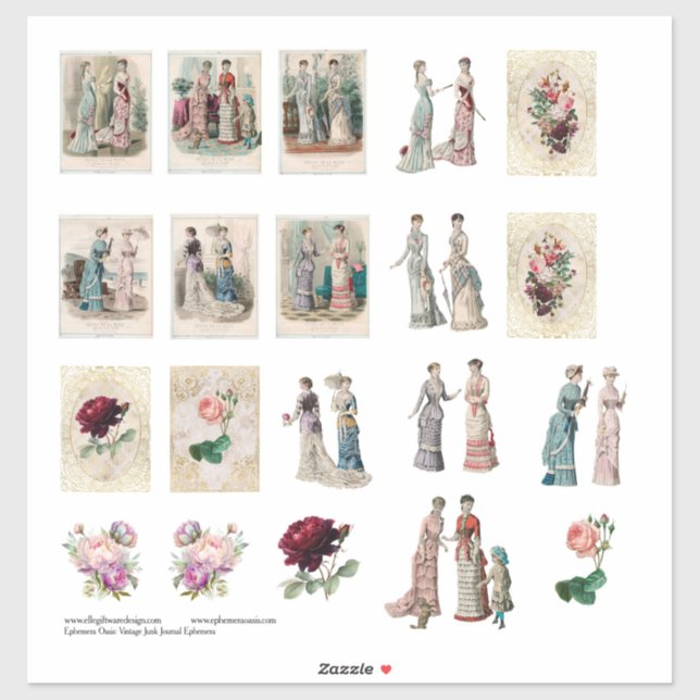 Victorian Era Fashions 1 Custom-Cut Vinyl Sticker (Sheet)