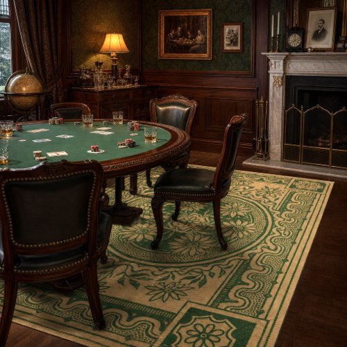 Victorian Era Floral Playing Card Back Print Rug