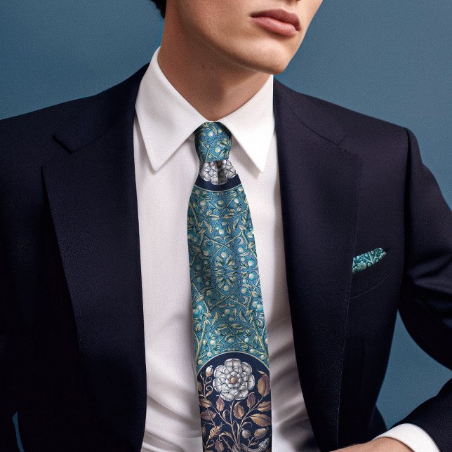 Victorian-Era Floral Rose Snake Snowberry Men's Neck Tie (Creator Uploaded)