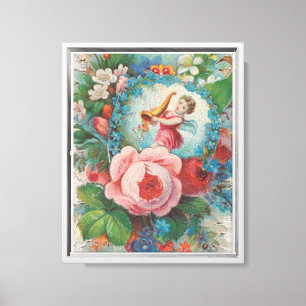 Victorian Era Floral Valentine's Card, Roses, 1879 Canvas Print