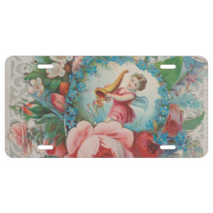 Victorian Era Floral Valentine's Card, Roses, 1879 License Plate