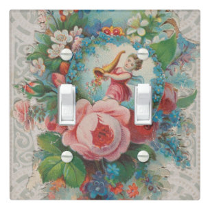 Victorian Era Floral Valentine's Card, Roses, 1879 Light Switch Cover
