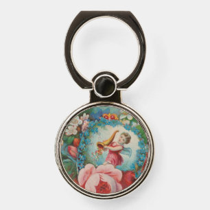 Victorian Era Floral Valentine's Card, Roses, 1879 Phone Ring Stand