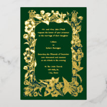 Vintage Library Book Wedding Foil Invitation