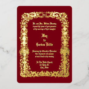 Victorian Era Flower Urns Border Wedding Foil Invitation