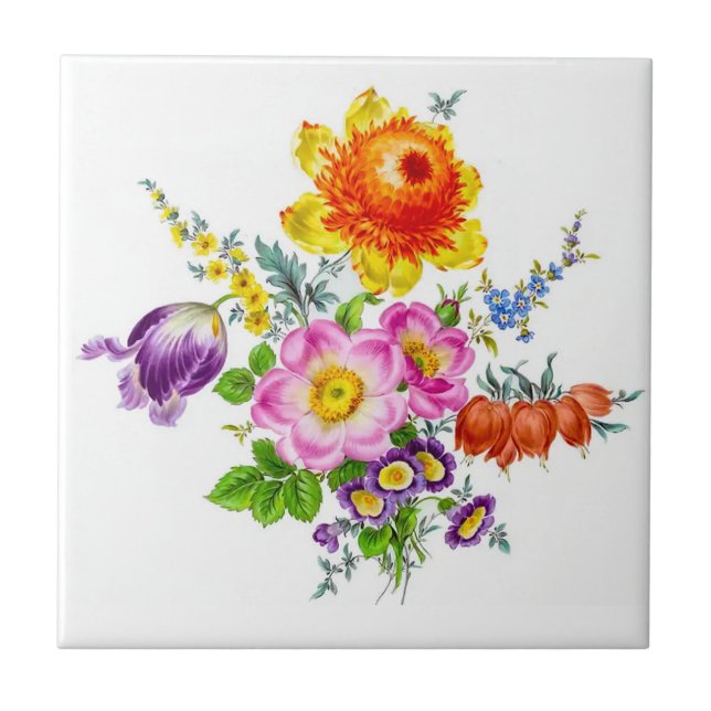 Victorian Era Flowers Ceramic Tile (Front)
