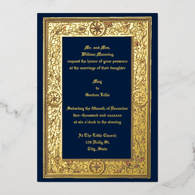 Victorian Era Foliage & Berries by Anton Seder Inv Foil Invitation (Front)