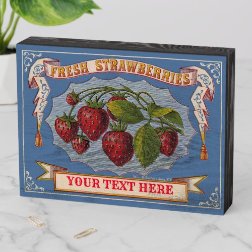 Victorian Era Fresh Strawberries Template Wooden Box Sign