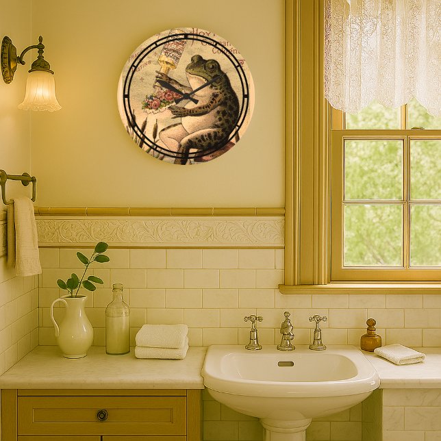 Victorian Era Frog on Toadstool Ad Large Clock (Creator Uploaded)
