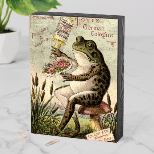 Victorian Era Frog on Toadstool Ad Wooden Box Sign