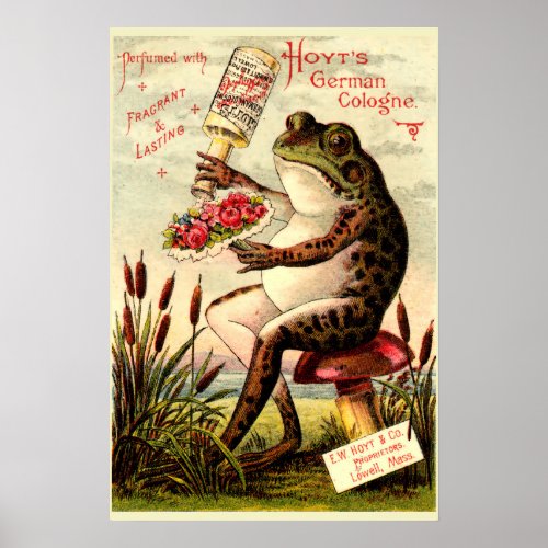 Victorian Era Frog on Toadstool Perfume Ad Poster