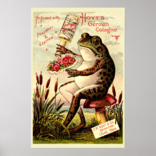 Victorian Era Frog on Toadstool Perfume Ad Poster