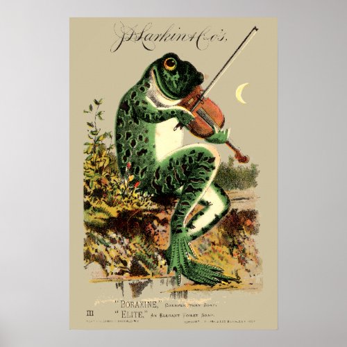 Victorian Era Frog  Violin Soap Ad Poster