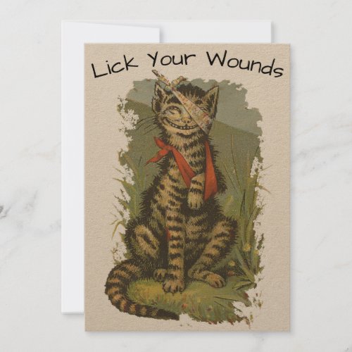 Victorian Era Funny Cat Get Well Card Template