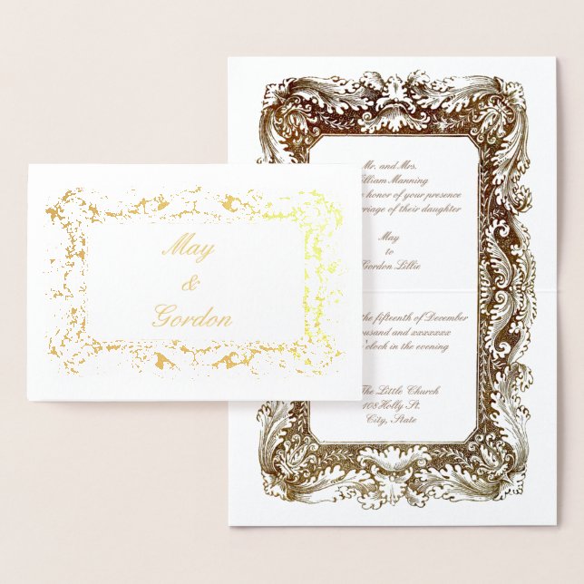 Victorian Era Gold Wedding Invitations Template (Display)