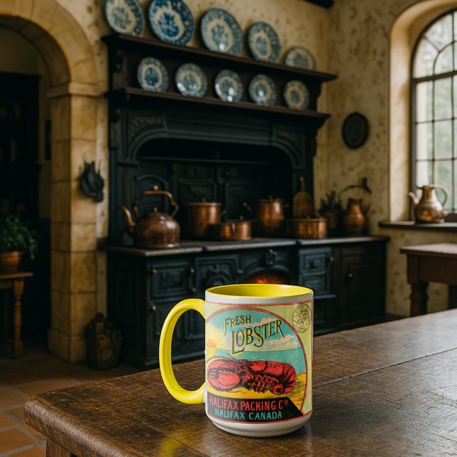 Victorian Era Halifax Canada Canned Lobster Label Mug (Creator Uploaded)