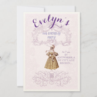 Victorian era inspired birthday party invitation