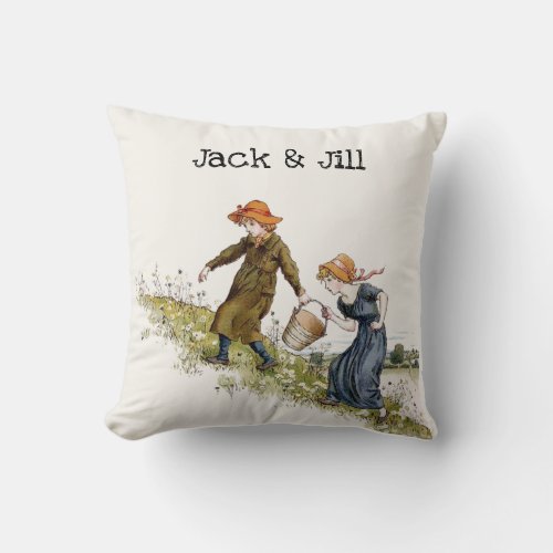Victorian Era Jack  Jill by Kate Greenaway Throw Pillow