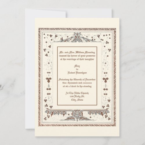 Victorian Era Kate Greenaway Border Wedding Invitation