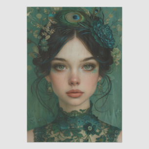 Victorian Era Lady Floral Headdress Decoupage Tissue Paper