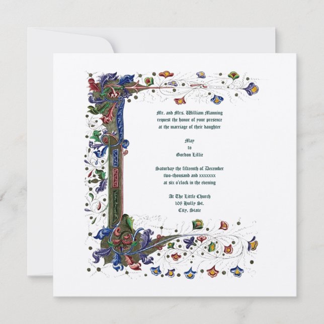 Victorian Era Medieval Style Invitation (Front)