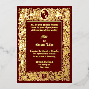 Victorian Era Neo Renaissance Cherubs Wedding Foil Invitation
