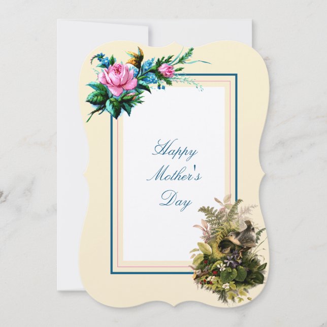 Victorian Era Nest & Flowers Mother's Day Card (Front)