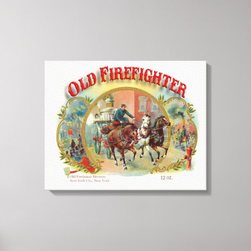 Victorian Era Old Firefighter Label Canvas Print