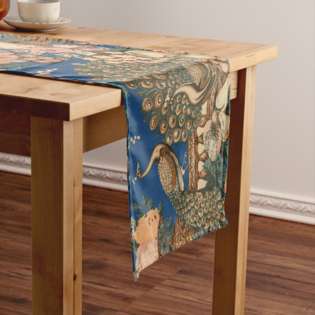 Victorian Era Peacocks, Fruit & Flowers Pattern Short Table Runner (In Situ)