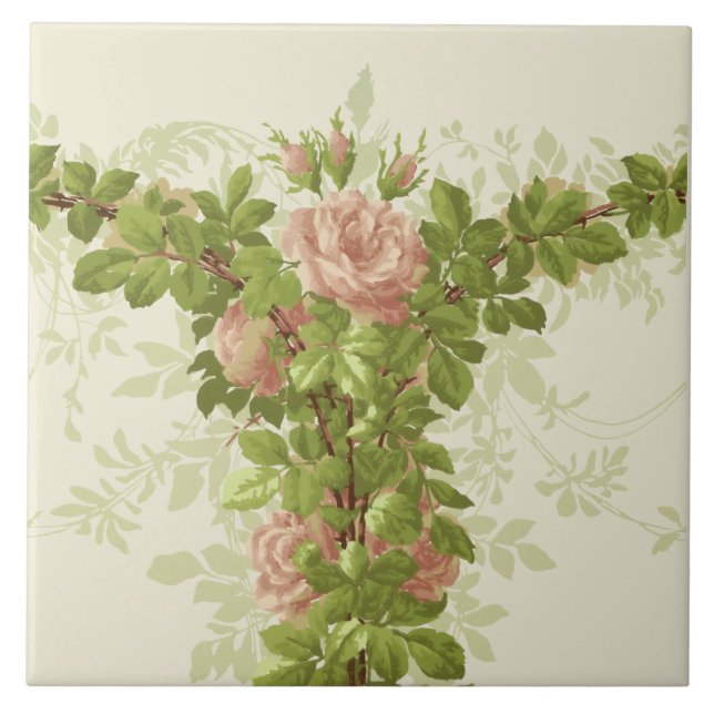 Victorian Era Pink Pose Frieze Ceramic Tile (Front)