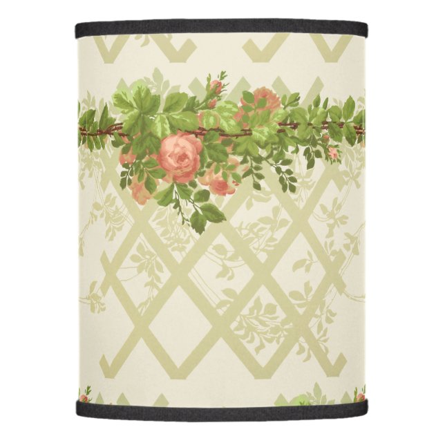 Victorian Era Pink Pose Trellis Frieze Lamp Shade (Front)