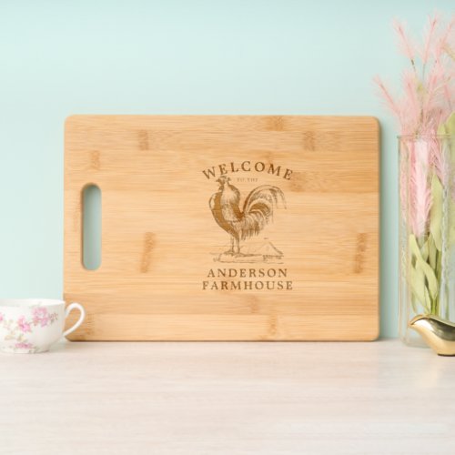 Victorian Era Rooster Farmhouse Home Welcome Cutting Board