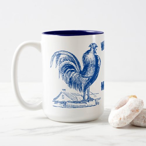 Victorian Era Rooster  Farmhouse Two_Tone Coffee Mug