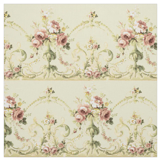 Victorian Era Rose Bouquet Frieze Pattern Fabric | Zazzle