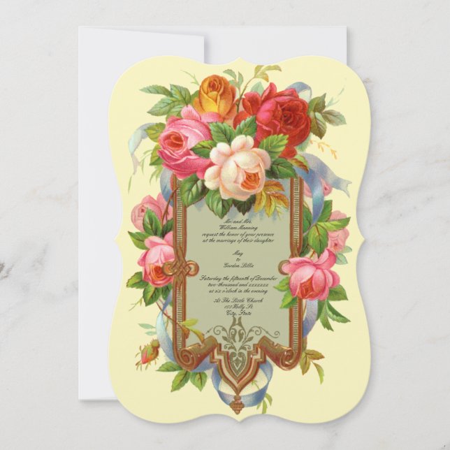 Victorian Era Rose Wedding Invitations Template (Front)