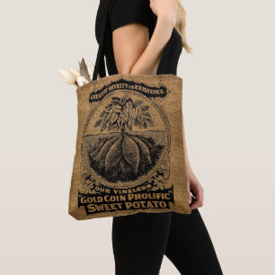 Victorian Era Rustic Faux Burlap Potato Sack Tote Bag