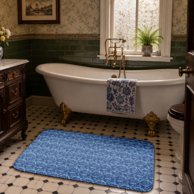 Victorian Era Sailing Ships Under Stars Pattern Bath Mat (Creator Uploaded)