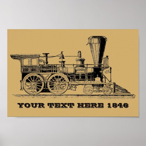 Victorian Era Steam Engine Locomotive Train Poster