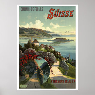 Victorian Era Switzerland Tourism Traveling Poster