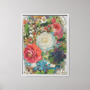 Victorian Era Valentine's Card, Floral Bouquet Canvas Print