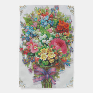 Victorian Era Valentine's Card, Floral Bouquet Garden Flag