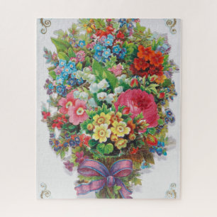 Victorian Era Valentine's Card, Floral Bouquet Jigsaw Puzzle