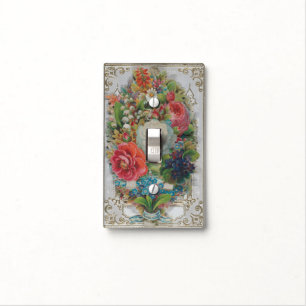 Victorian Era Valentine's Card, Floral Bouquet Light Switch Cover