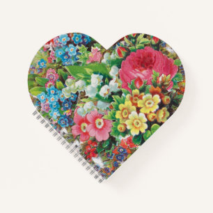 Victorian Era Valentine's Card, Floral Bouquet Notebook