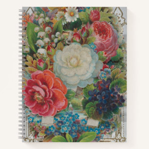 Victorian Era Valentine's Card, Floral Bouquet Notebook